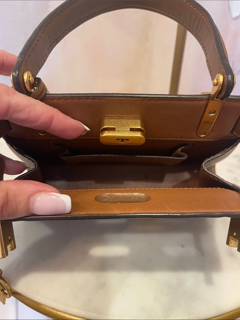 Tory Burch Mini Radziwill Satchel with Gold Hardware & Key